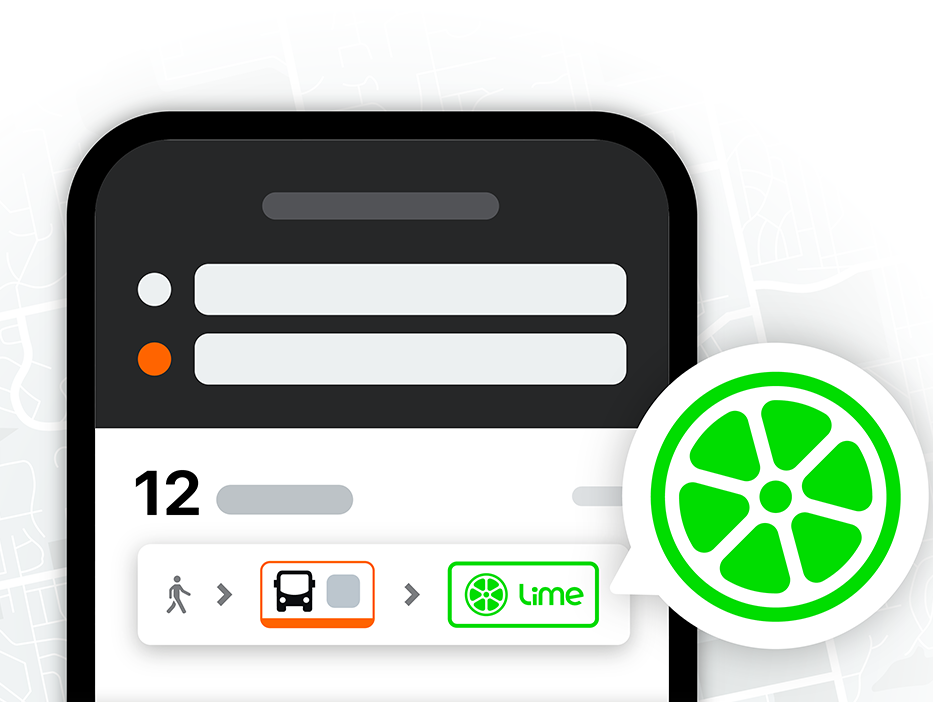 Lime shown in trip plan in app